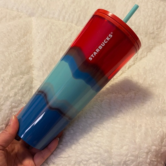 Starbucks Accessories - Starbucks Tumbler 24oz Red & Blue Waves